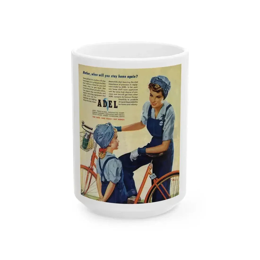 Adel advertisement, The Saturday Evening Post, May 6, 1944 - White Coffee Mug 15oz - Go Mug Yourself