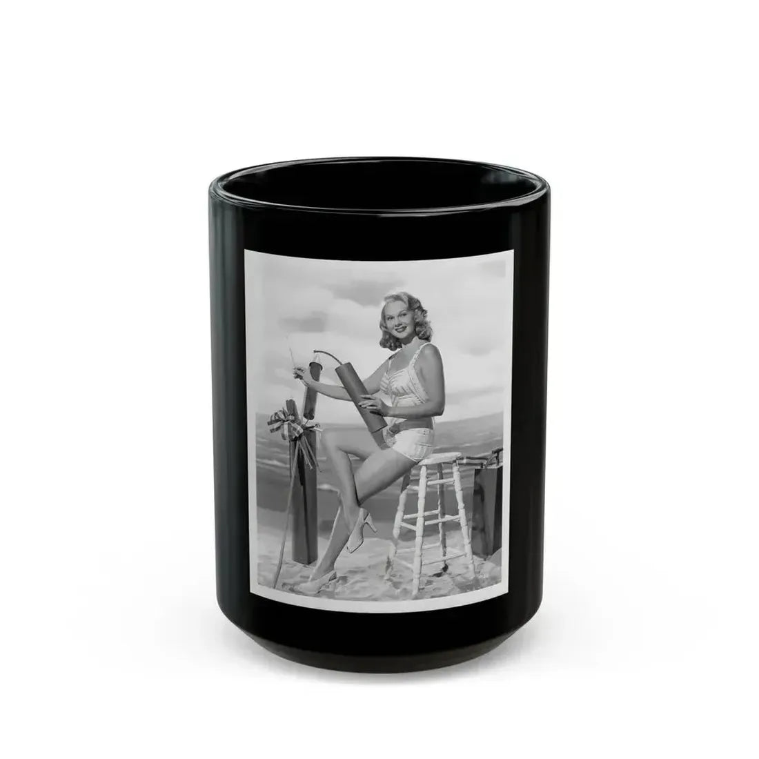 Adele Jergens #01 (Vintage Female Icon) Black Coffee Mug 15oz - Go Mug Yourself