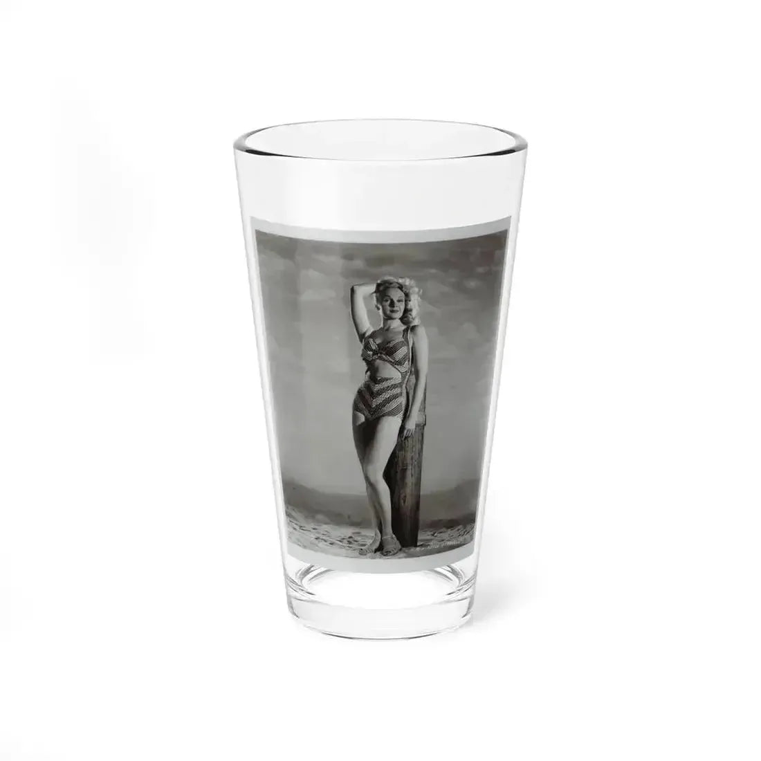 Adele Jergens #120 - 8x10 B&W Photo of Full Body 2-Piece Swimsuit Cheesecake Photo (Vintage Female Icon) Pint Glass 16oz 16oz - Go Mug Yourself