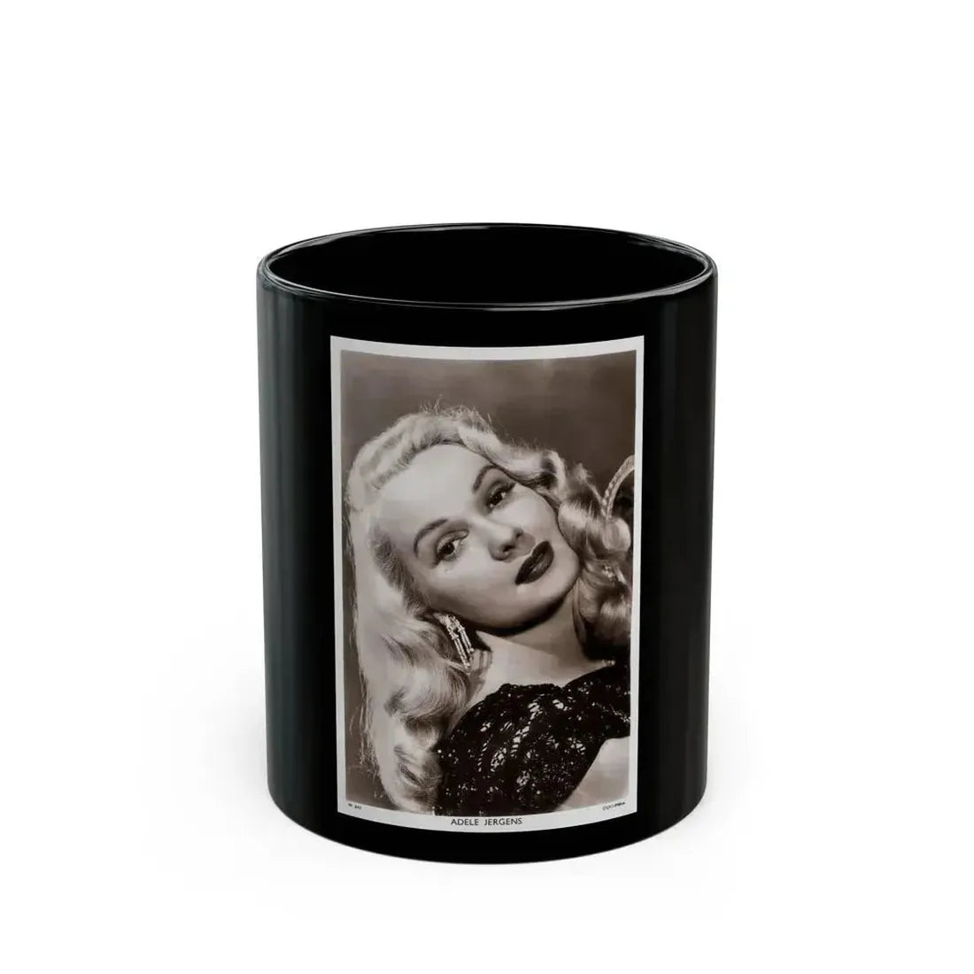 Adele Jergens #13 (Vintage Female Icon) Black Coffee Mug 11oz - Go Mug Yourself