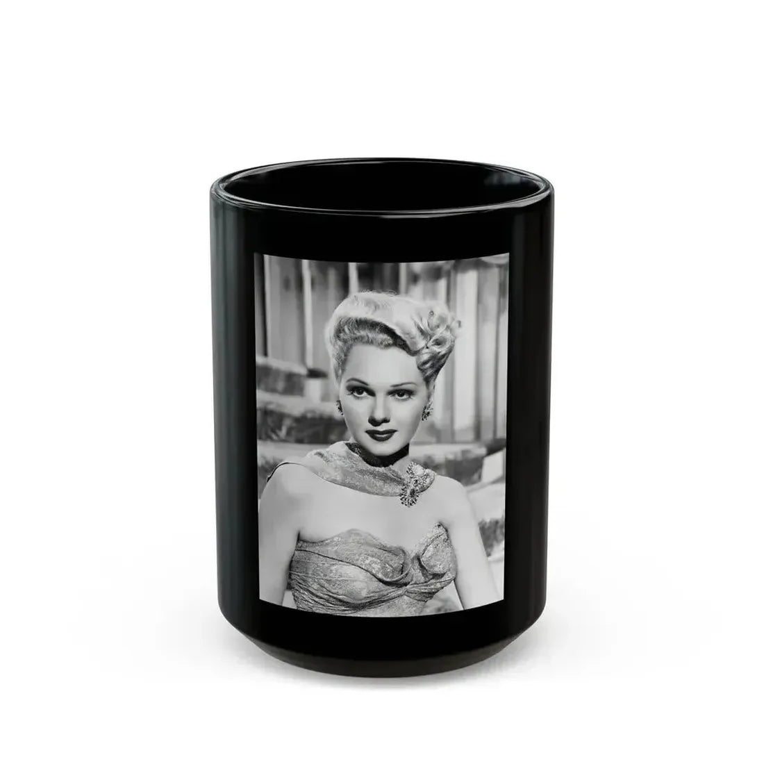Adele Jergens #132 (Vintage Female Icon) Black Coffee Mug 15oz - Go Mug Yourself