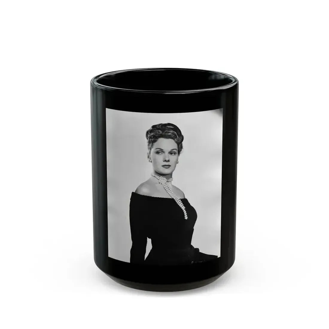 Adele Jergens #134 (Vintage Female Icon) Black Coffee Mug 15oz - Go Mug Yourself