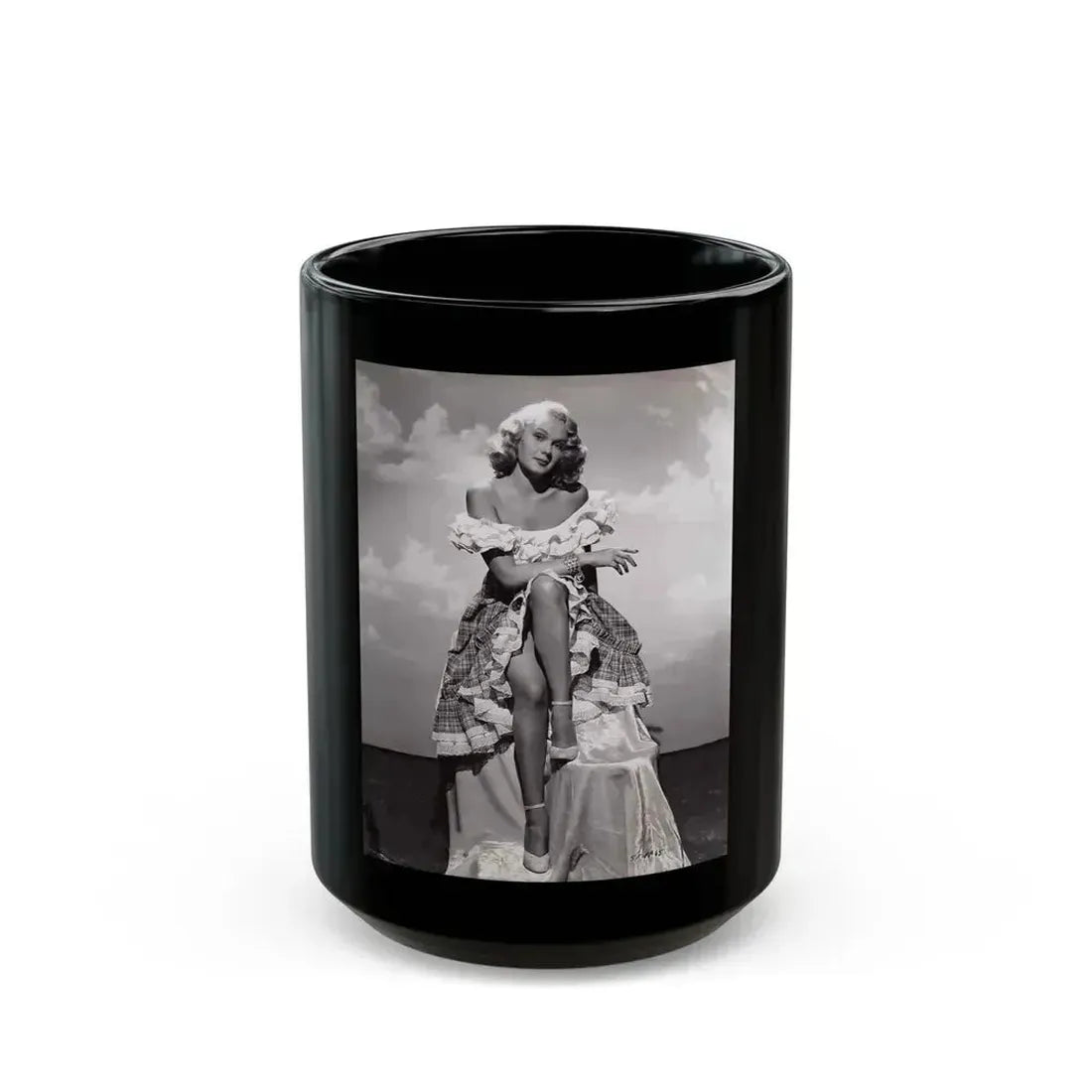 Adele Jergens #14 (Vintage Female Icon) Black Coffee Mug 15oz - Go Mug Yourself