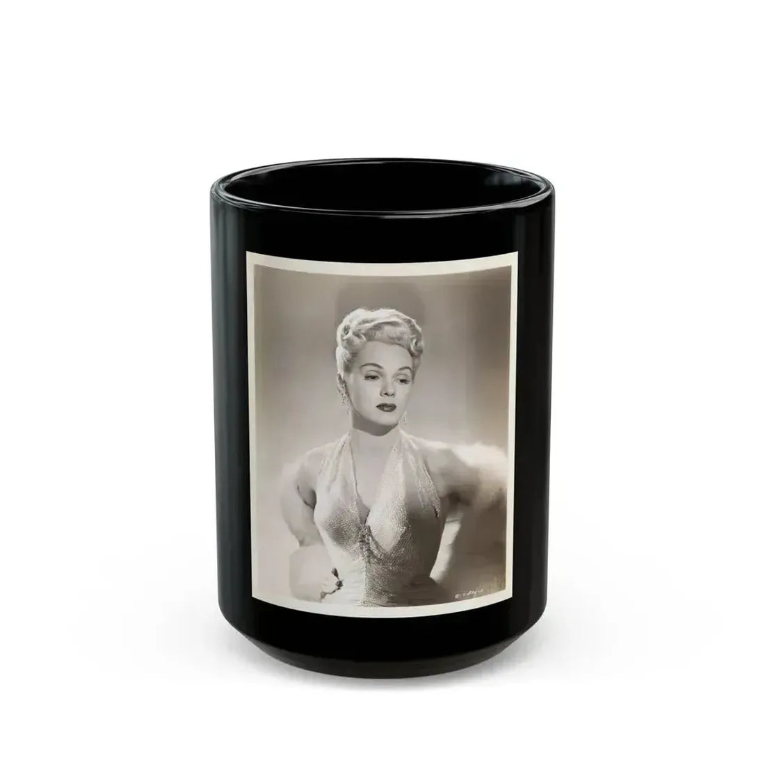 Adele Jergens #140 (Vintage Female Icon) Black Coffee Mug 15oz - Go Mug Yourself