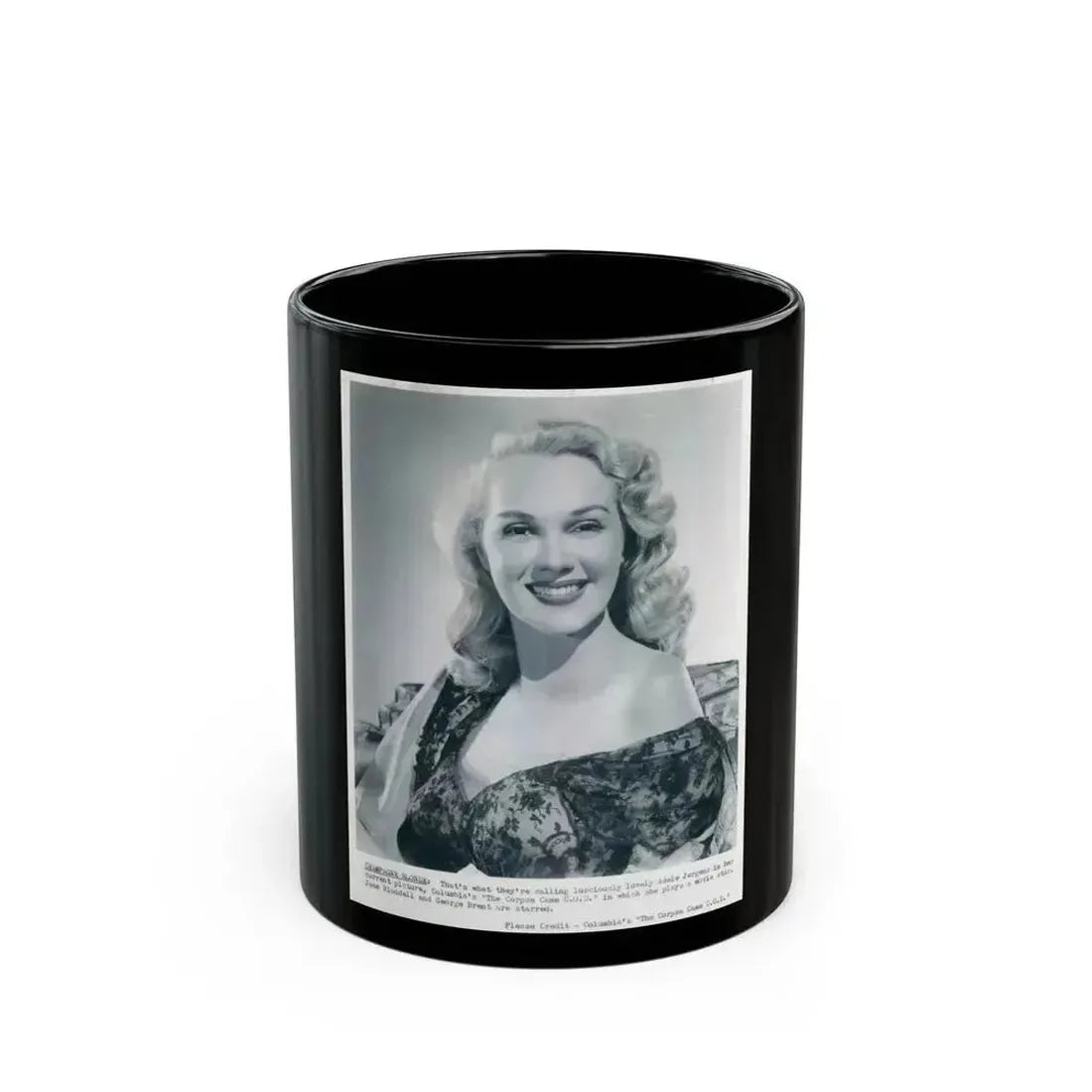 Adele Jergens #155 (Vintage Female Icon) Black Coffee Mug 11oz - Go Mug Yourself
