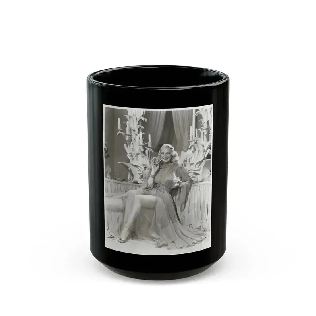 Adele Jergens #205 (Vintage Female Icon) Black Coffee Mug 15oz - Go Mug Yourself