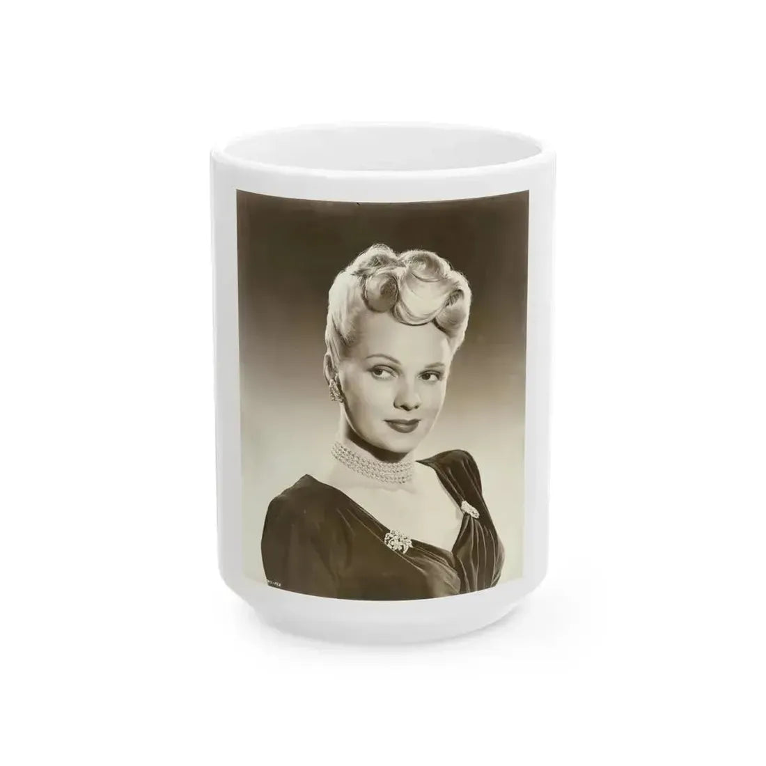 Adele Jergens #208 (Vintage Female Icon) White Coffee Mug 15oz - Go Mug Yourself