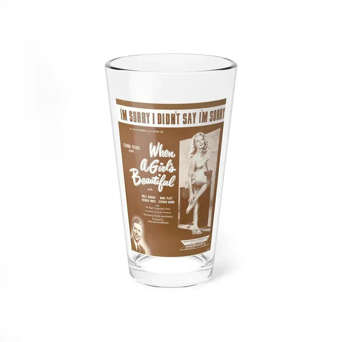 Adele Jergens #21 - B&W Tinted Movie Add (Vintage Female Icon) Pint Glass 16oz 16oz - Go Mug Yourself