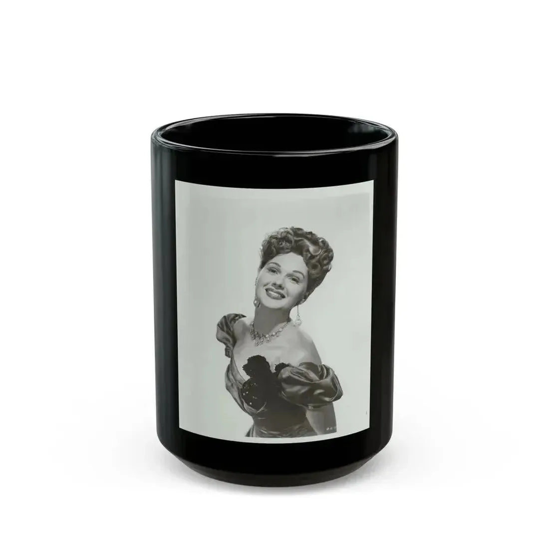 Adele Jergens #235 (Vintage Female Icon) Black Coffee Mug 15oz - Go Mug Yourself