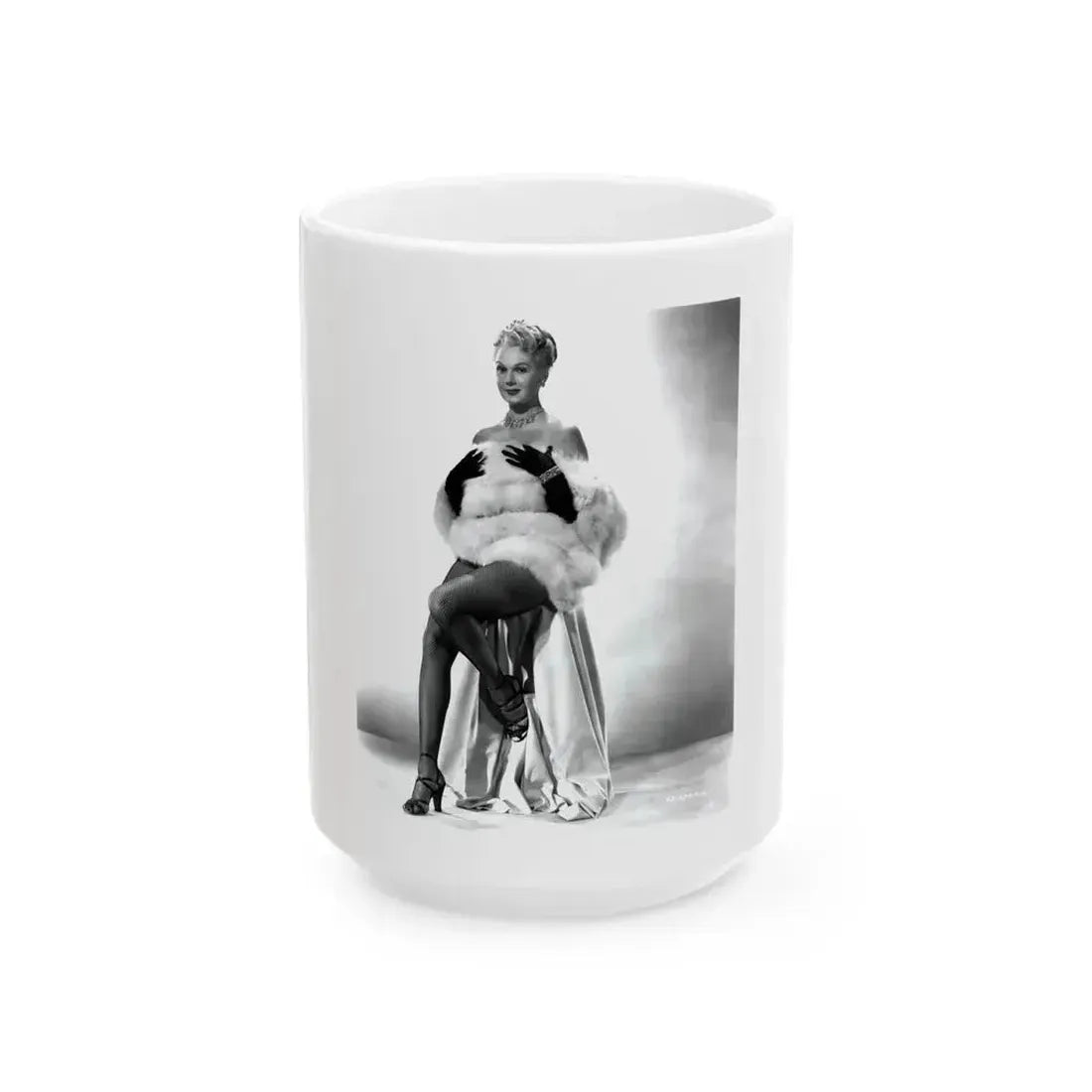 Adele Jergens #243 - 8x10 B&W Glamour Promo Photo for ''Armored Car Robbery'' '50 Film (Vintage Female Icon) White Coffee Mug 15oz - Go Mug Yourself