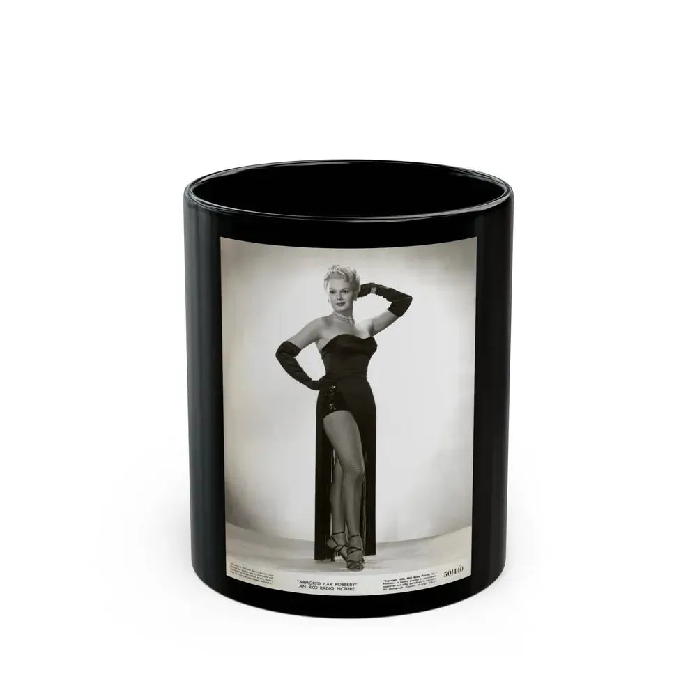 Adele Jergens #247 - Vintage B&W Glamour Promo Photo for ''Armored Car Robbery'' Film 6-22-50 (Vintage Female Icon) Black Coffee Mug 11oz - Go Mug Yourself