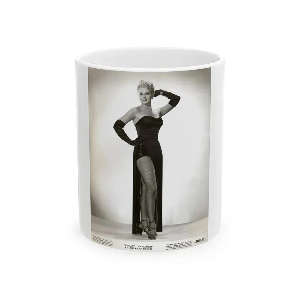 Adele Jergens #247 - Vintage B&W Glamour Promo Photo for ''Armored Car Robbery'' Film 6-22-50 (Vintage Female Icon) White Coffee Mug 11oz - Go Mug Yourself