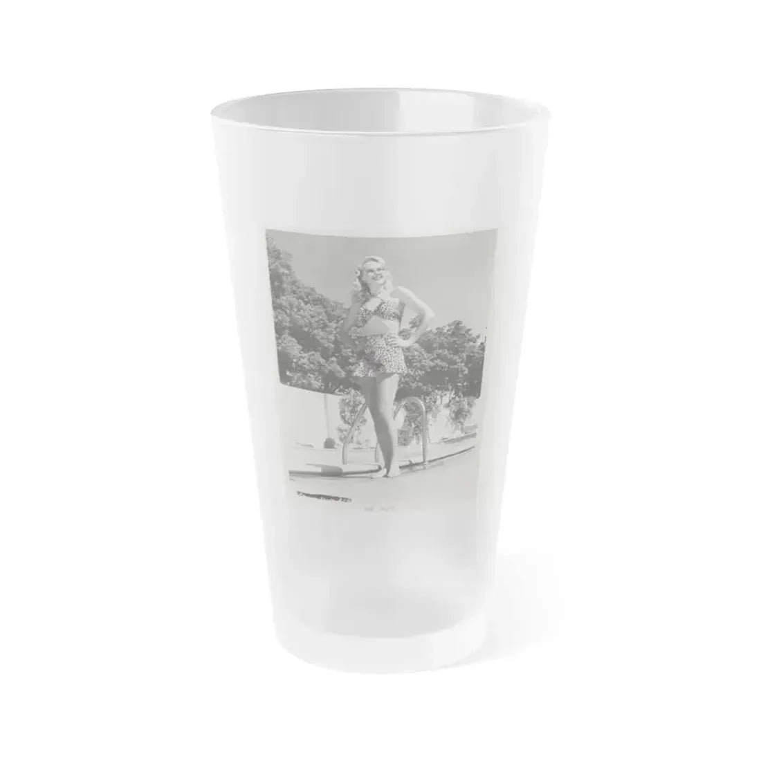 Adele Jergens #251 - B&W Full Body Cheesecake Photo (Vintage Female Icon) Frosted Pint Glass 16oz 16oz Frosted - Go Mug Yourself