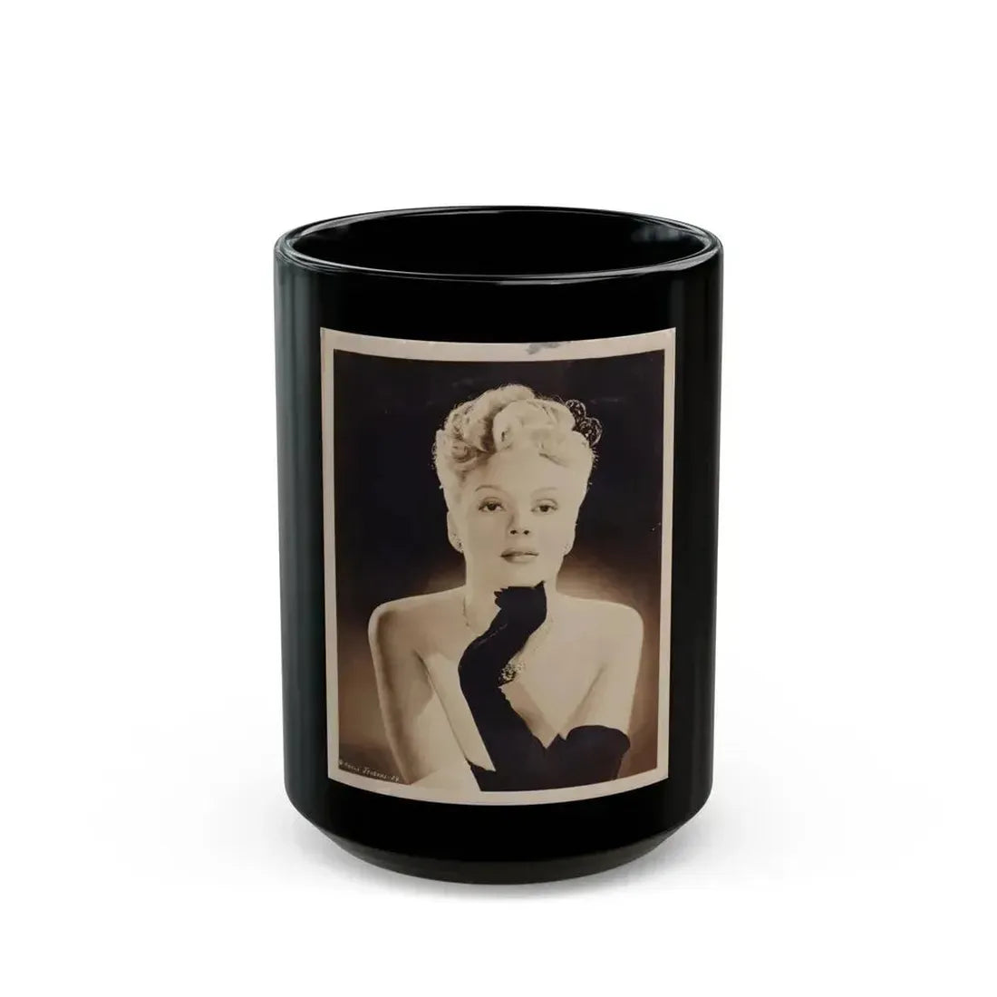 Adele Jergens #26 (Vintage Female Icon) Black Coffee Mug 15oz - Go Mug Yourself