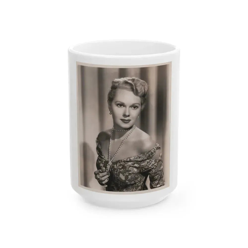 Adele Jergens #264 - Vintage 8x10 B&W Glamour Portrait Promo Photo for ''Edge Of Doom'' '50 Film (Vintage Female Icon) White Coffee Mug 15oz - Go Mug Yourself
