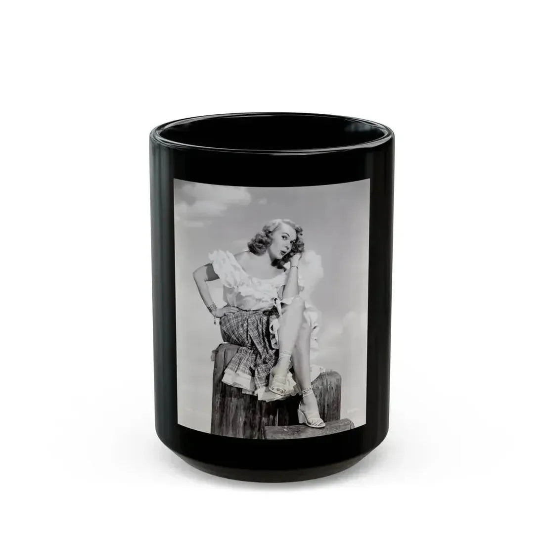 Adele Jergens #271 - 7x9 Vintage B&W Full Body Sandal Heel Clads, Feet & Leggy Photo from 4-2-52 (Vintage Female Icon) Black Coffee Mug 15oz - Go Mug Yourself
