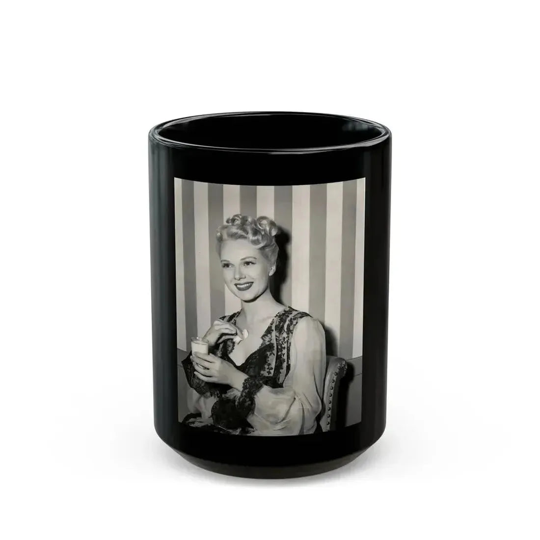 Adele Jergens #274 (Vintage Female Icon) Black Coffee Mug 15oz - Go Mug Yourself