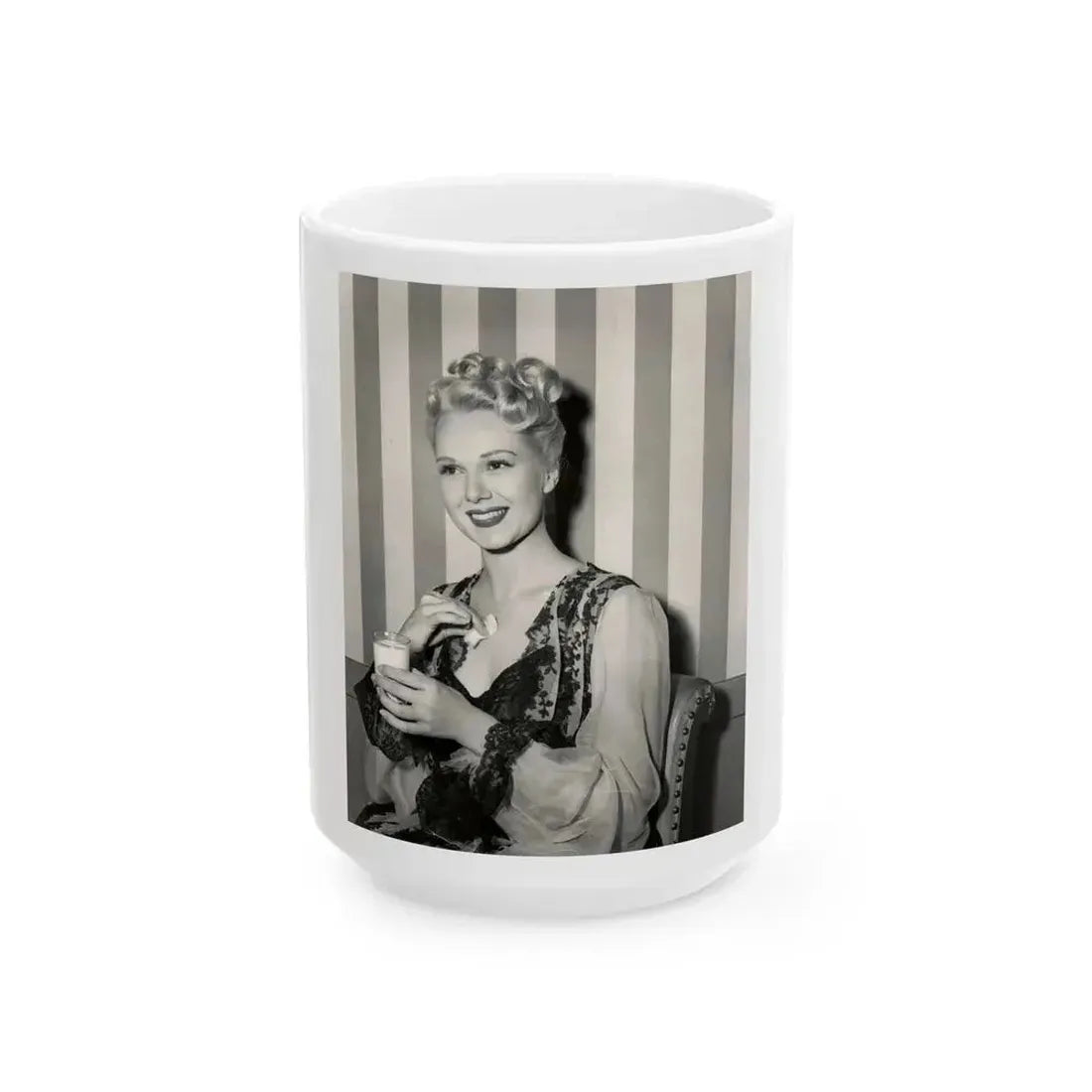 Adele Jergens #274 (Vintage Female Icon) White Coffee Mug 15oz - Go Mug Yourself