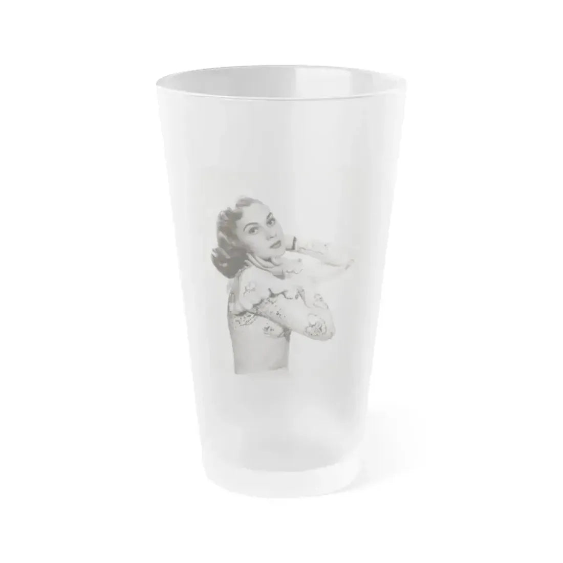 Adele Jergens #285 - 8x10 Vinatge B&W Waist to Head Glamour Photo Showgirl to Chorus Girl from 7-10-38 (Vintage Female Icon) Frosted Pint Glass 16oz 16oz Frosted - Go Mug Yourself