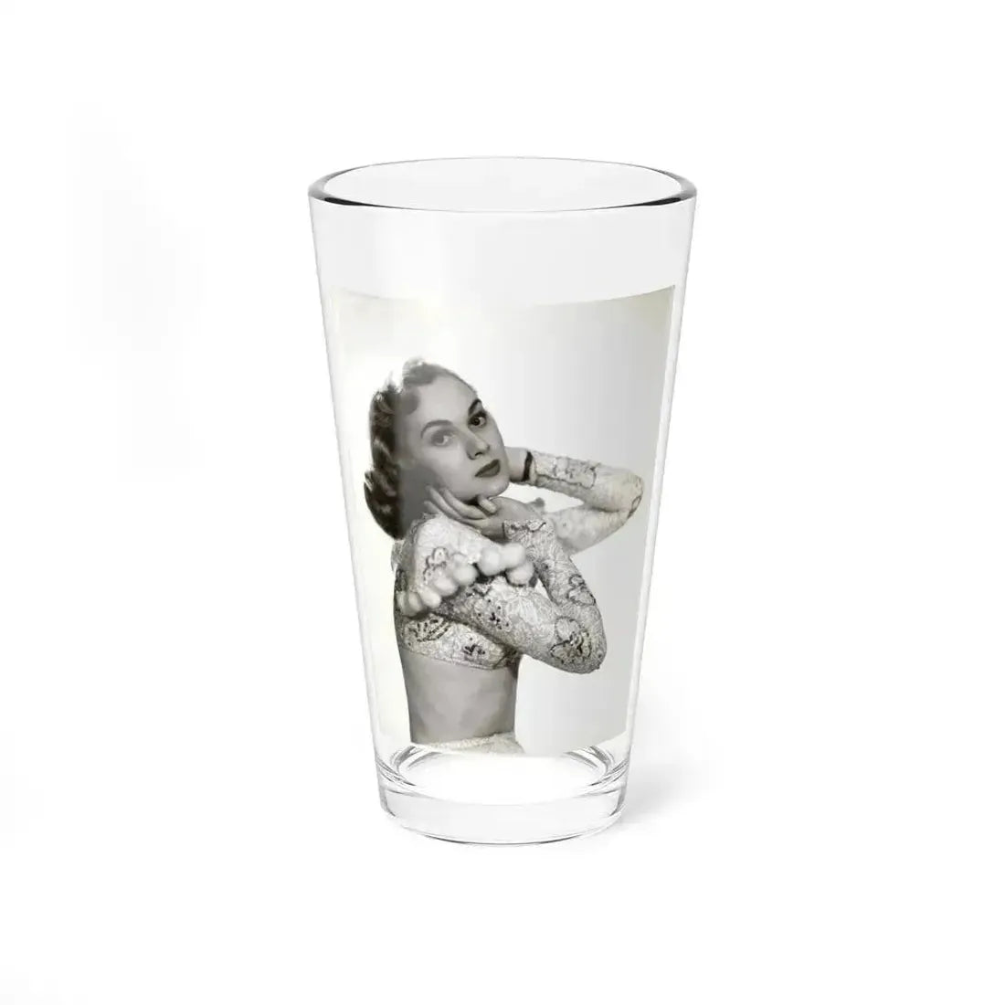 Adele Jergens #285 - 8x10 Vinatge B&W Waist to Head Glamour Photo Showgirl to Chorus Girl from 7-10-38 (Vintage Female Icon) Pint Glass 16oz 16oz - Go Mug Yourself
