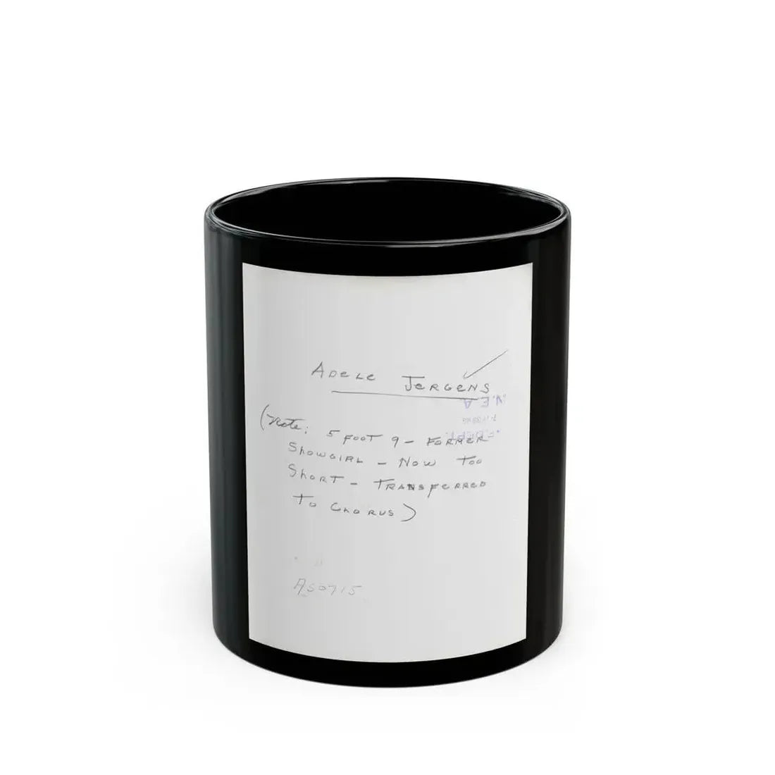 Adele Jergens #285 - 8x10 Vinatge B&W Waist to Head Glamour Photo Showgirl to Chorus Girl from 7-10-38_1 (Vintage Female Icon) Black Coffee Mug 11oz - Go Mug Yourself