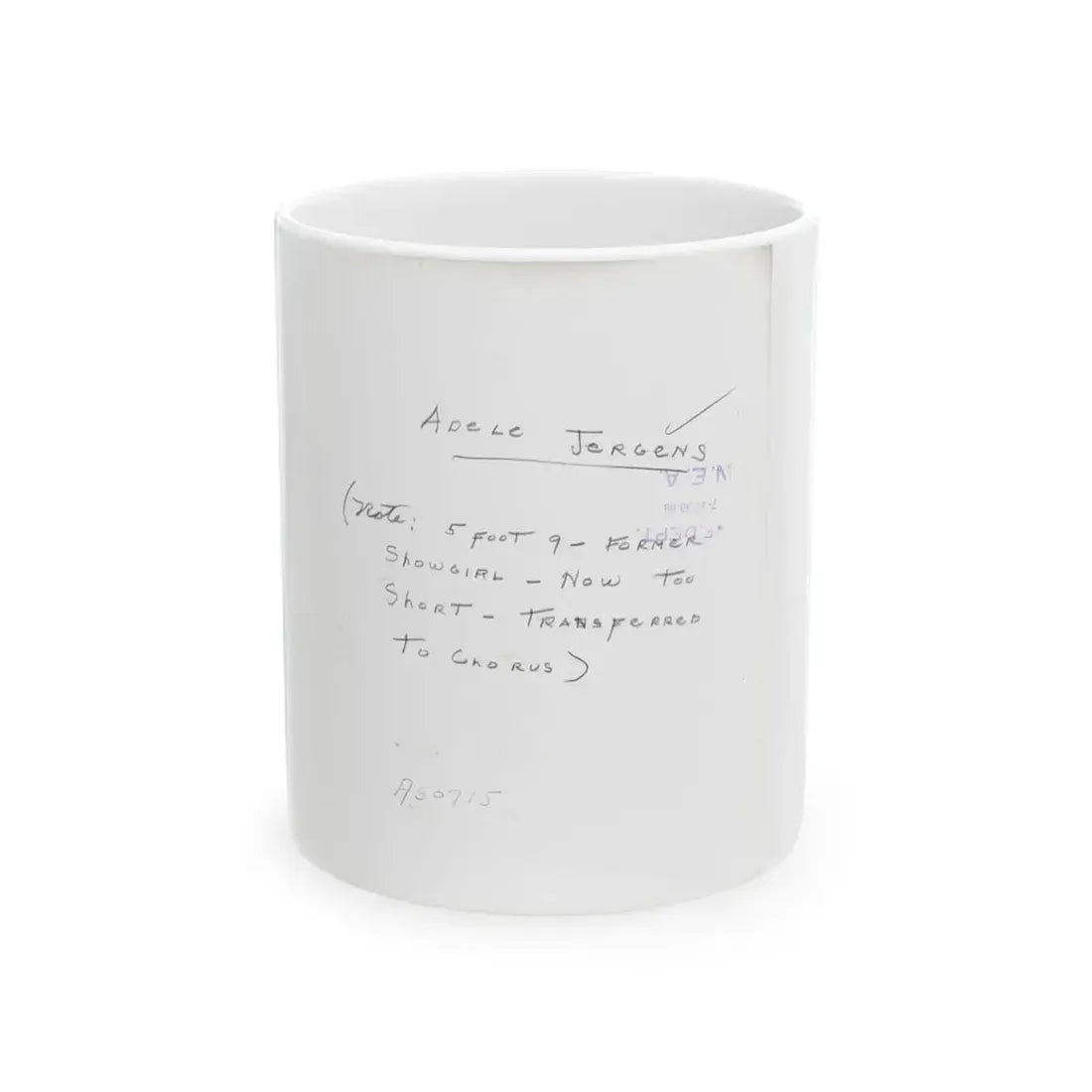 Adele Jergens #285 - 8x10 Vinatge B&W Waist to Head Glamour Photo Showgirl to Chorus Girl from 7-10-38_1 (Vintage Female Icon) White Coffee Mug 11oz - Go Mug Yourself