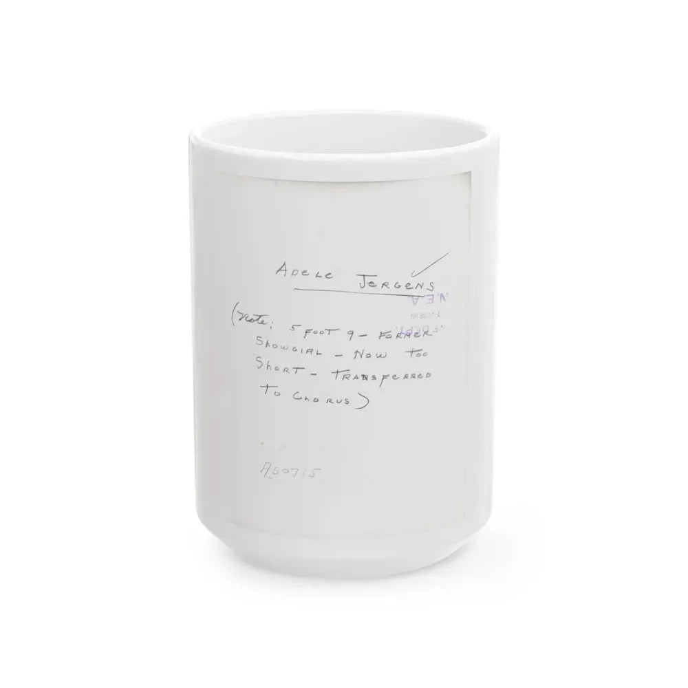 Adele Jergens #285 - 8x10 Vinatge B&W Waist to Head Glamour Photo Showgirl to Chorus Girl from 7-10-38_1 (Vintage Female Icon) White Coffee Mug 15oz - Go Mug Yourself