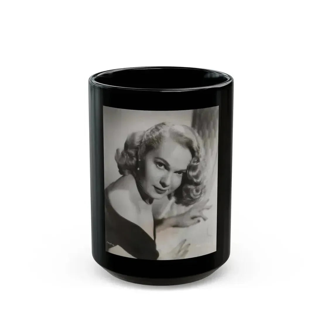 Adele Jergens #286 - 8x10 Vinatge B&W Shoulder to Head Glamour Portrait Photo from 1952 (Vintage Female Icon) Black Coffee Mug 15oz - Go Mug Yourself