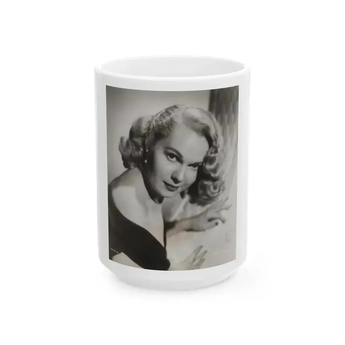 Adele Jergens #286 - 8x10 Vinatge B&W Shoulder to Head Glamour Portrait Photo from 1952 (Vintage Female Icon) White Coffee Mug 15oz - Go Mug Yourself