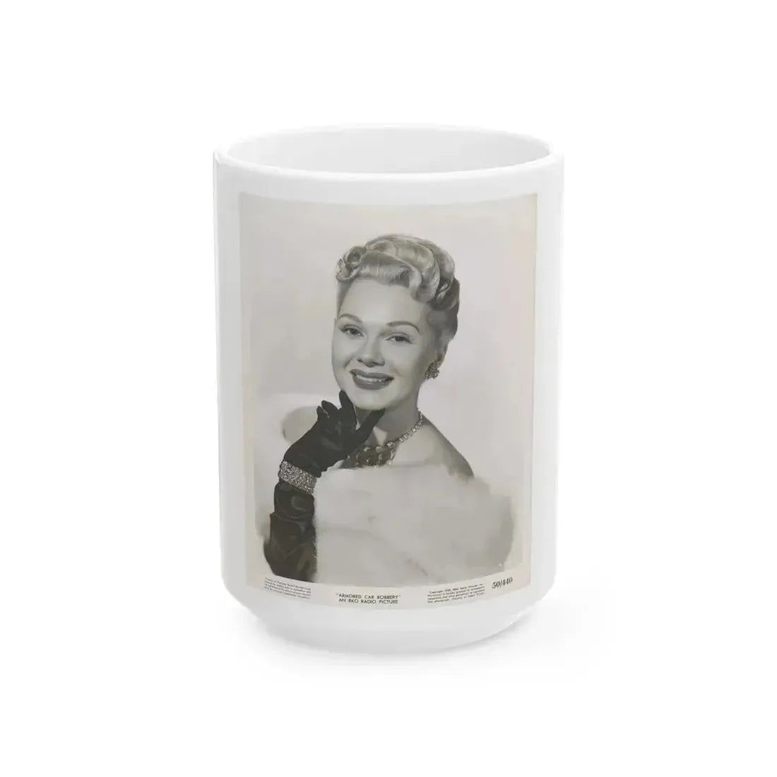 Adele Jergens #84 (Vintage Female Icon) White Coffee Mug 15oz - Go Mug Yourself