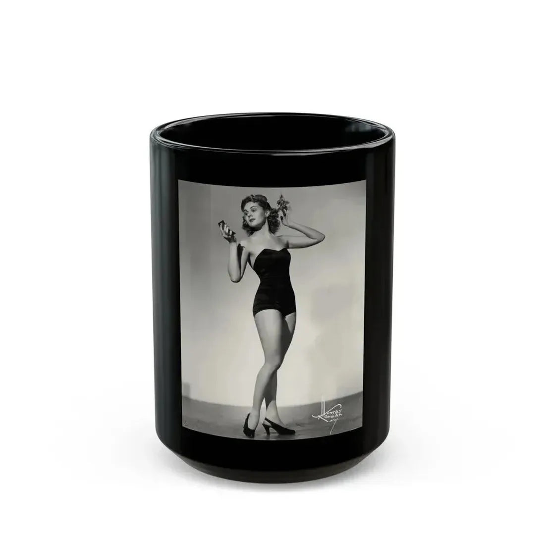 Adele Jergens #96 (Vintage Female Icon) Black Coffee Mug 15oz - Go Mug Yourself