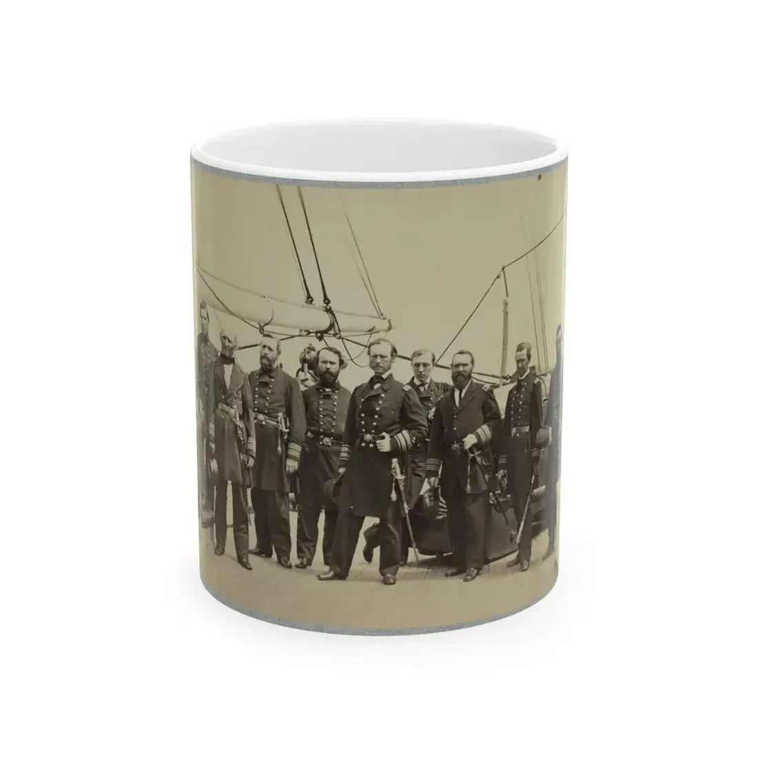 Admiral Dahlgren And Staff On Board U.S.S. Pawnee, Off Charleston, S.C. (U.S. Civil War) White Coffee Mug 11oz - Go Mug Yourself