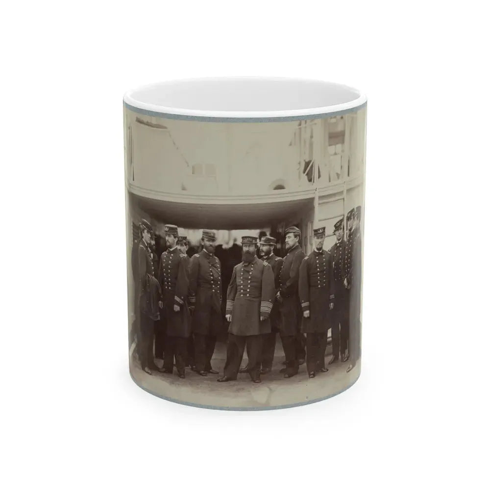 Admiral D.D. Porter And Staff On Board Flag-Ship, Malvern, Norfolk, Va., Dec. 1864 (U.S. Civil War) White Coffee Mug 11oz - Go Mug Yourself