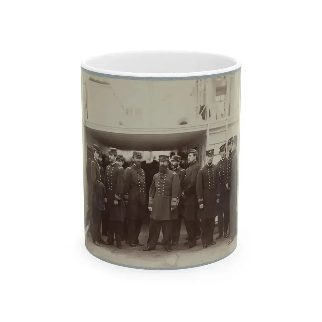 Admiral D.D. Porter And Staff On Board Flag-Ship, Malvern, Norfolk, Va., Dec. 1864 (U.S. Civil War) White Coffee Mug 11oz - Go Mug Yourself