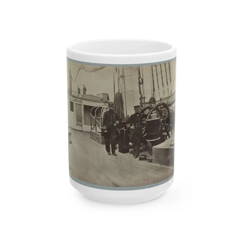 Admiral Farragut And Captain Drayton On Deck Of U.S. Frigate Hartford 001 (U.S. Civil War) White Coffee Mug 15oz - Go Mug Yourself