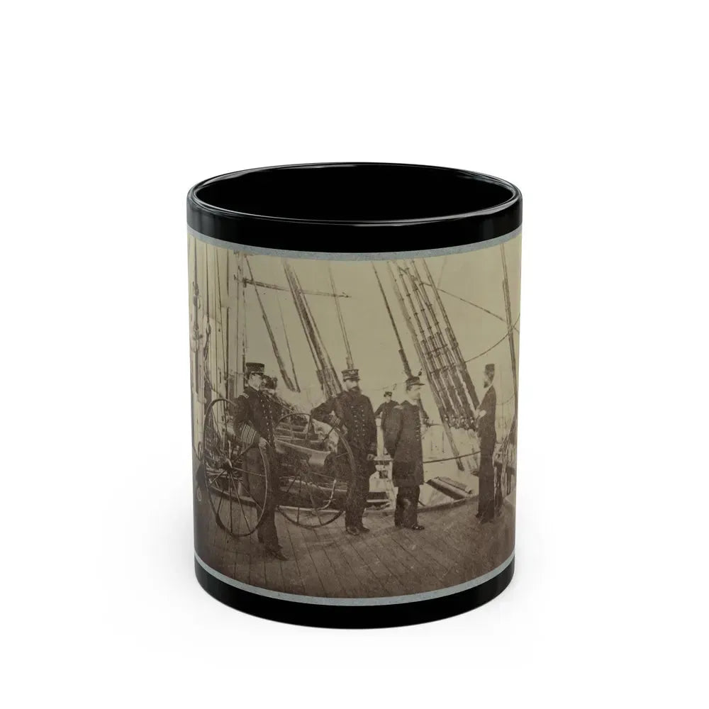 Admiral Farragut And Captain Drayton On Deck Of U.S. Frigate Hartford (U.S. Civil War) Black Coffee Mug 11oz - Go Mug Yourself