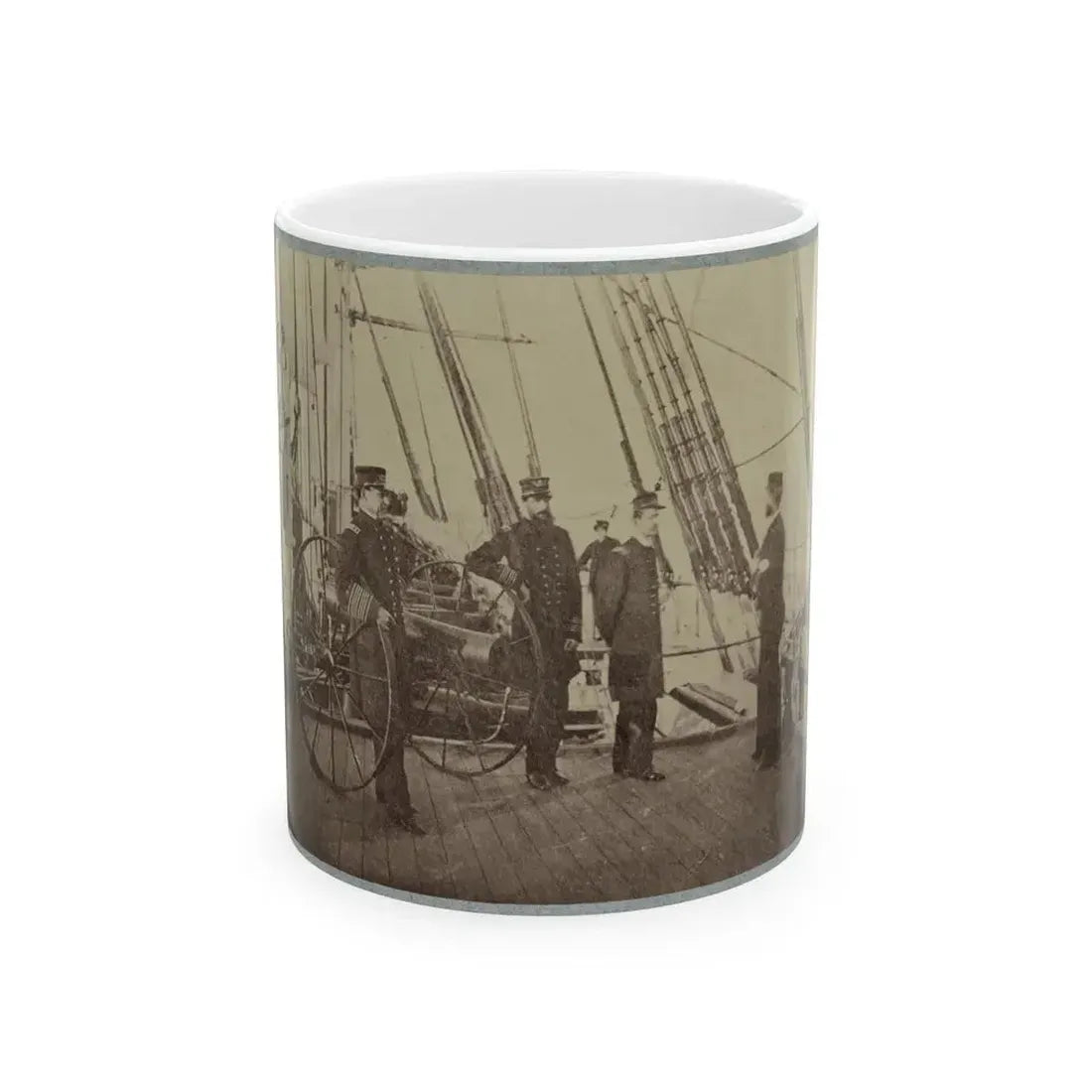 Admiral Farragut And Captain Drayton On Deck Of U.S. Frigate Hartford (U.S. Civil War) White Coffee Mug 11oz - Go Mug Yourself