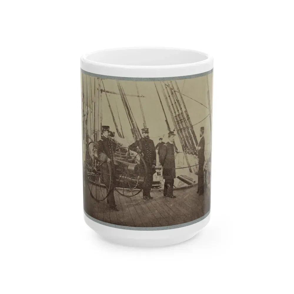 Admiral Farragut And Captain Drayton On Deck Of U.S. Frigate Hartford (U.S. Civil War) White Coffee Mug 15oz - Go Mug Yourself