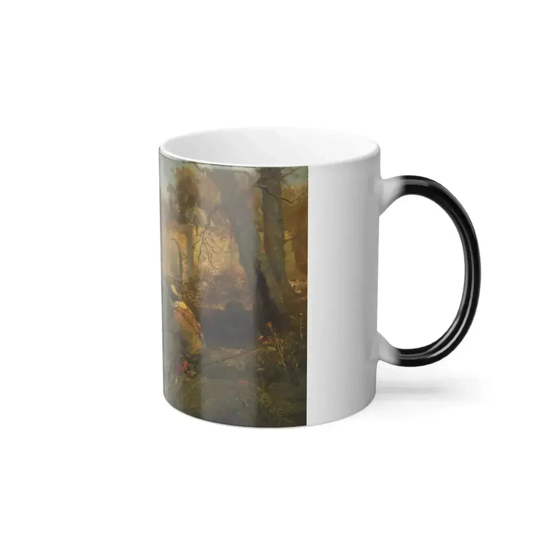 Adolf Schreyer (1828-1899) Two Reclining Arabs and Two Tetherd Horses - oil on canvas - Color Changing Mug 11oz - Go Mug Yourself