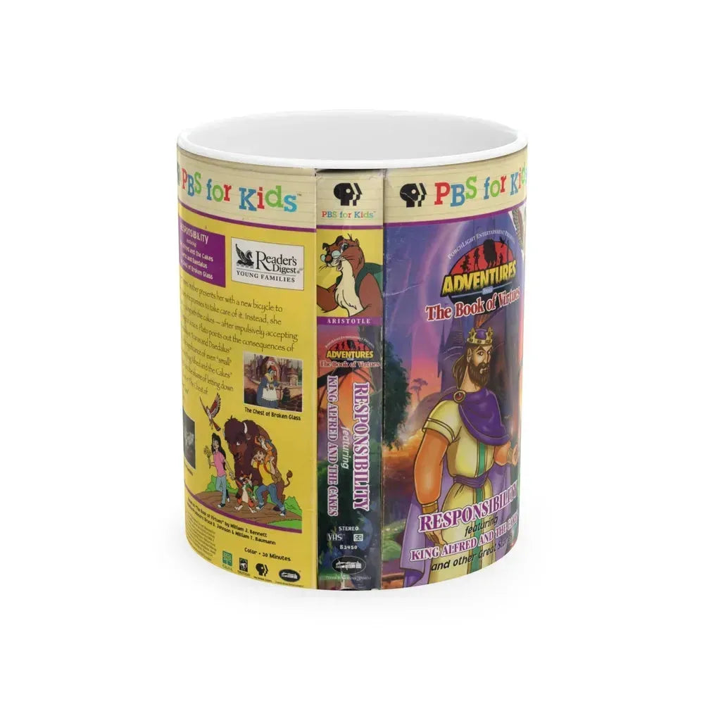 ADVENTURES FROM THE BOOK OF VIRTUES KING ALFRED AND THE CAKES (VHS COVER) - White Coffee Mug 11oz - Go Mug Yourself