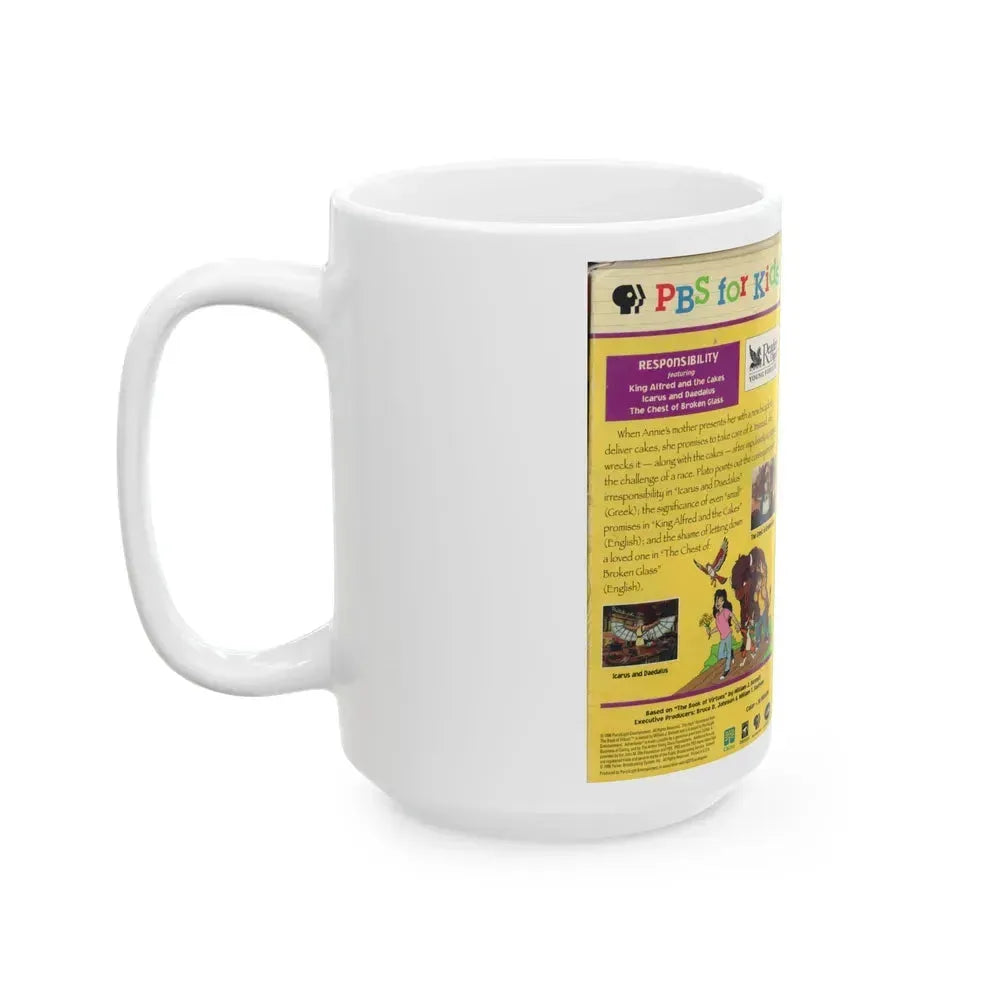 ADVENTURES FROM THE BOOK OF VIRTUES KING ALFRED AND THE CAKES (VHS COVER) - White Coffee Mug - Go Mug Yourself