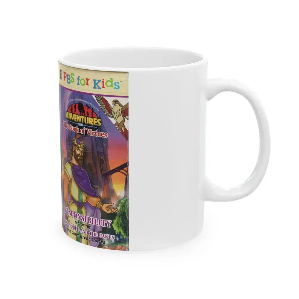 ADVENTURES FROM THE BOOK OF VIRTUES KING ALFRED AND THE CAKES (VHS COVER) - White Coffee Mug - Go Mug Yourself