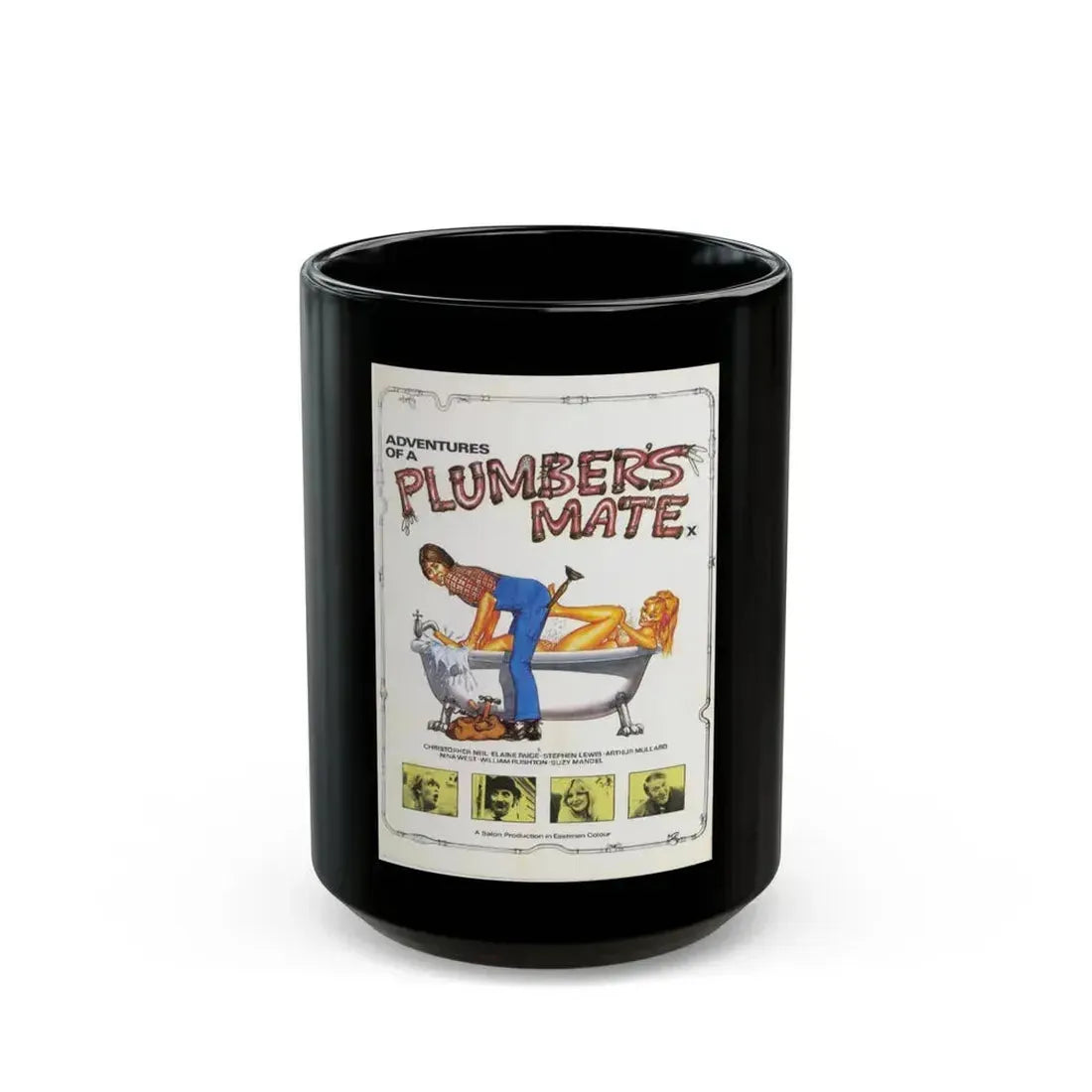 ADVENTURES OF A PLUMBER'S MATE 1978 Movie Poster - Black Coffee Mug 15oz - Go Mug Yourself