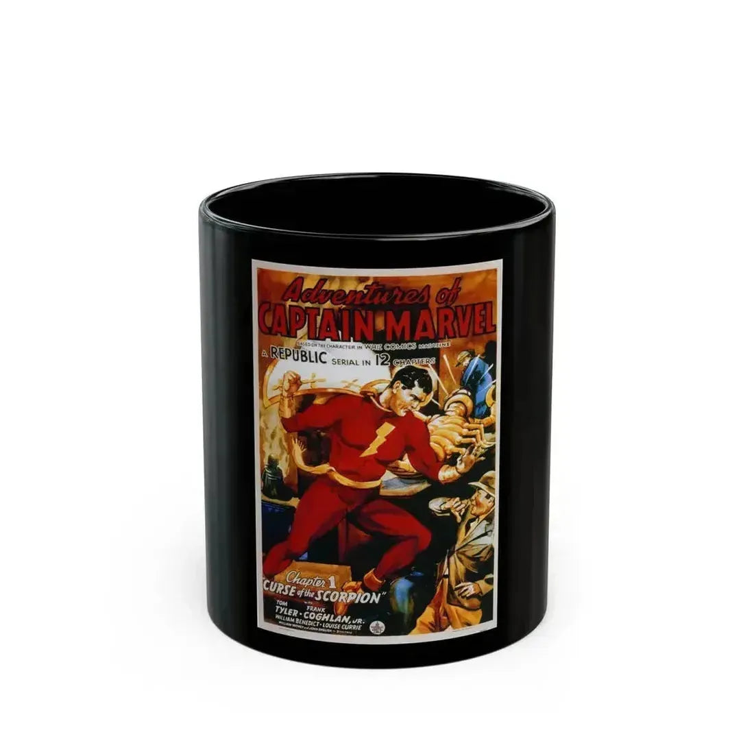 ADVENTURES OF CAPTAIN MARVEL 1941 Movie Poster - Black Coffee Mug 11oz - Go Mug Yourself
