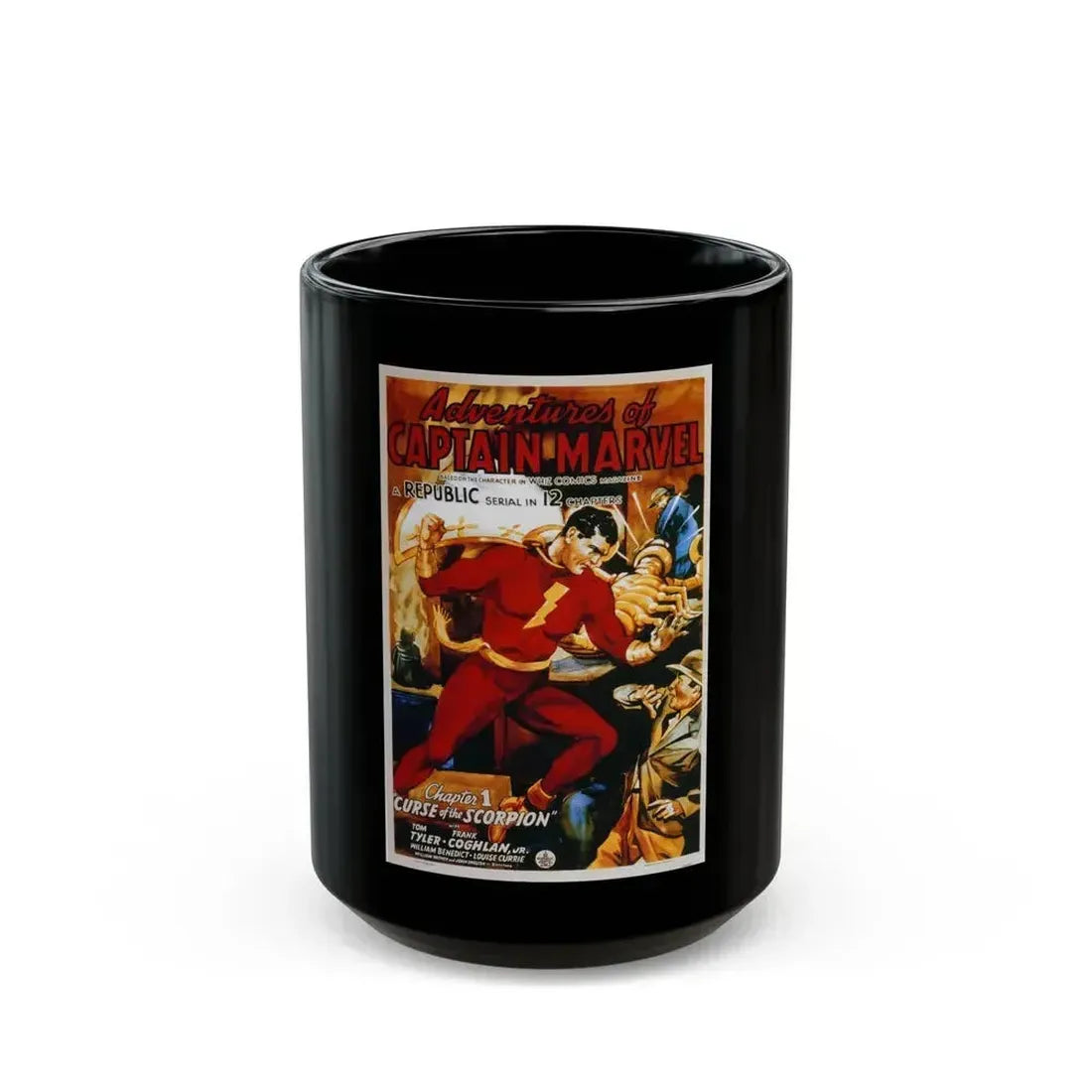 ADVENTURES OF CAPTAIN MARVEL 1941 Movie Poster - Black Coffee Mug - Go Mug Yourself