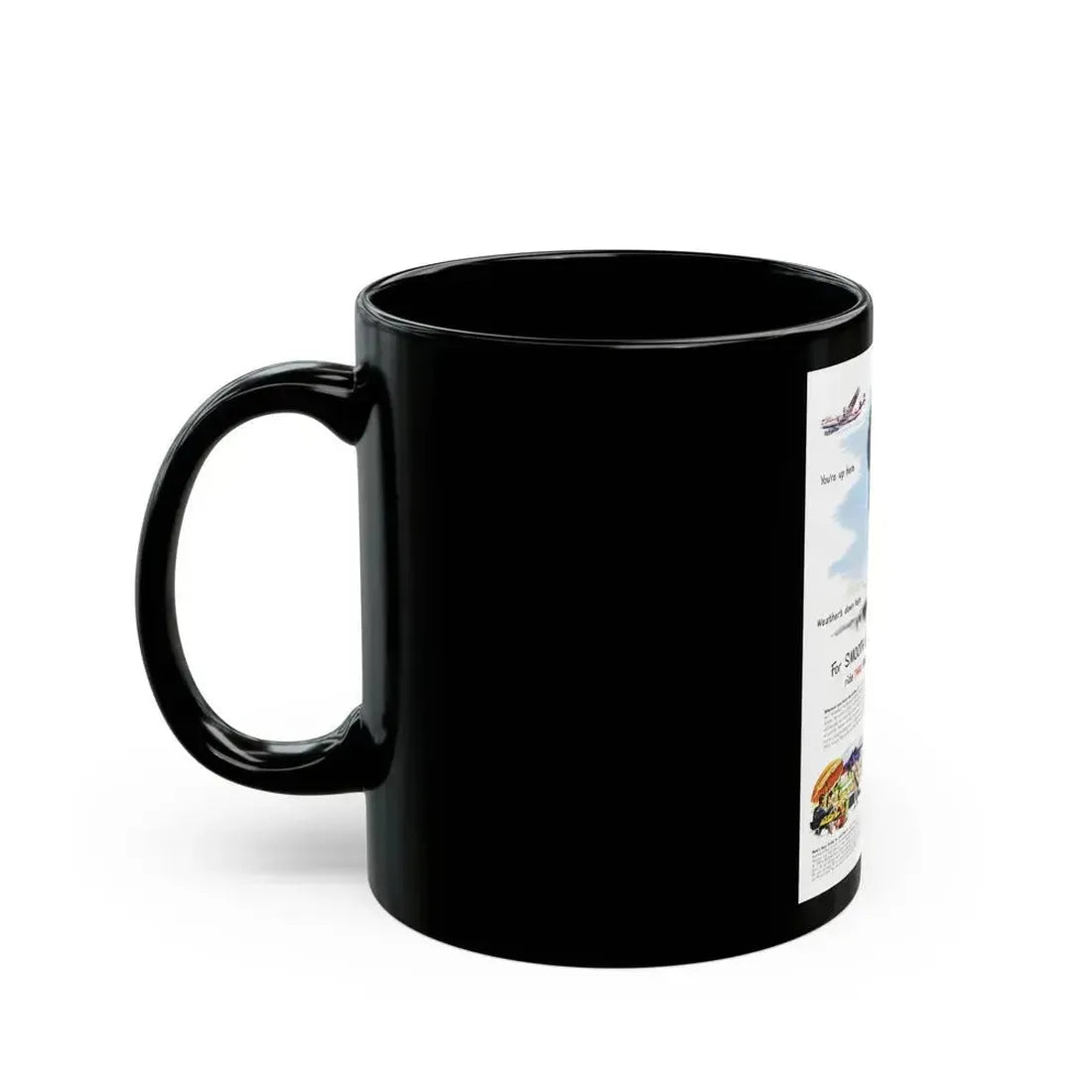 Advertisement for TWA, Saturday Evening Post, November 5, 1949 - Black Coffee Mug - Go Mug Yourself