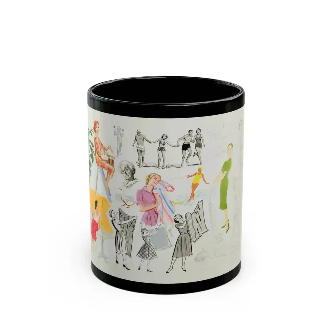 Advertisement Illustrations - Black Coffee Mug 11oz - Go Mug Yourself