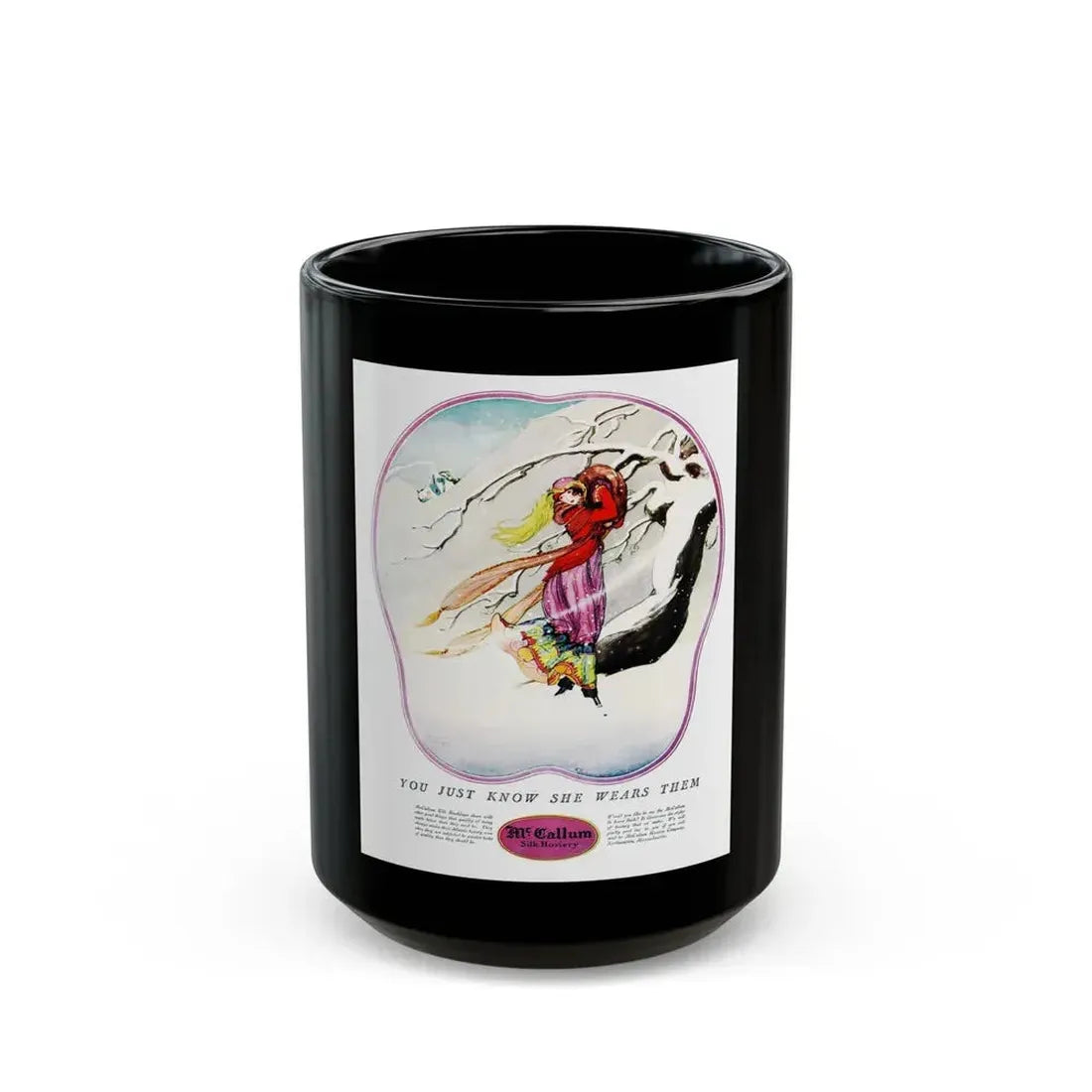 Advertisment for McCallum Hosiery, Harper's Bazaar, December 1924 - Black Coffee Mug 15oz - Go Mug Yourself
