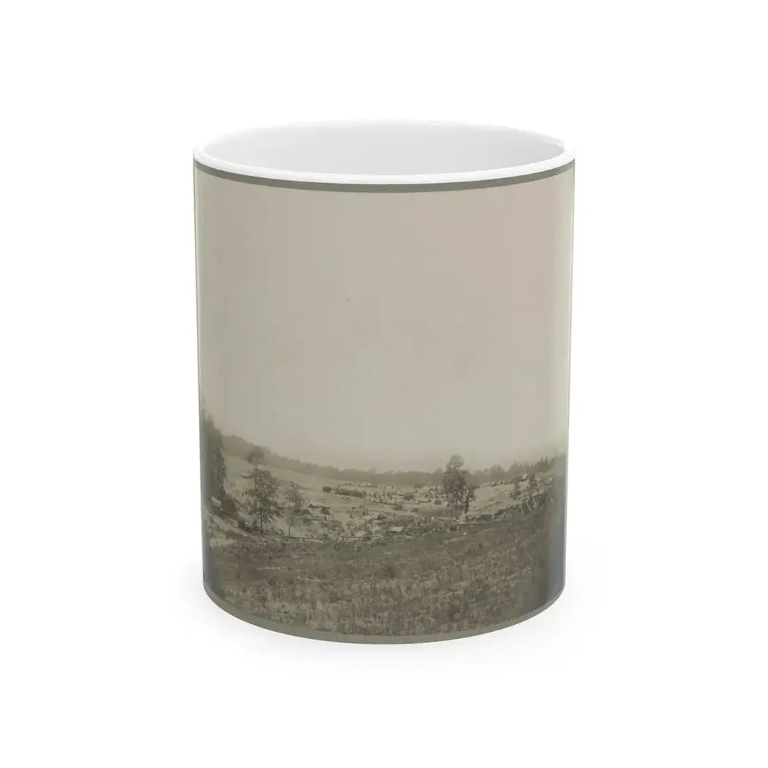 Aerial View Of A Camp In The Distance (U.S. Civil War) White Coffee Mug 11oz - Go Mug Yourself