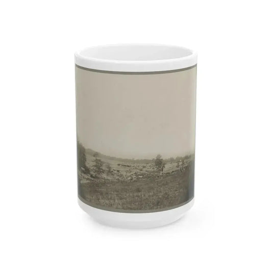 Aerial View Of A Camp In The Distance (U.S. Civil War) White Coffee Mug 15oz - Go Mug Yourself